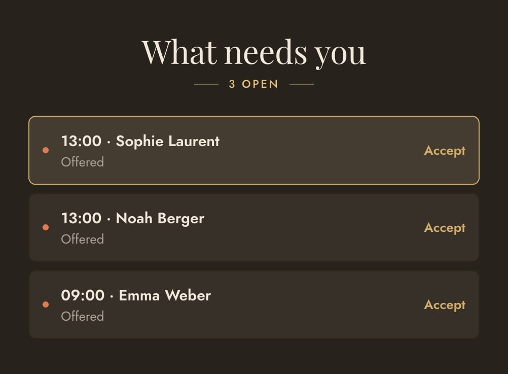The open pool: three lessons waiting, each with a Claim button